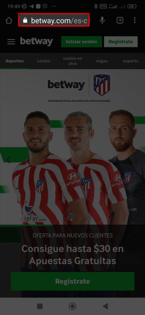 Paso 1 Visite el sitio web oficial de Betway 