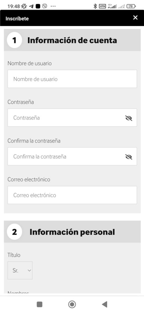 Paso 3 rellenar sus datos personales en el formulario de inscripción