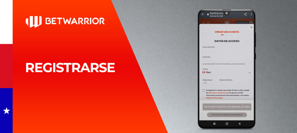Cómo registrarse en la app de la casa de apuestas Betwarrior en Chile