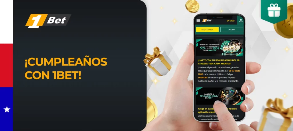 1bet tiene una promoción "¡Cumpleaños con 1bet!", dentro de la cual puedes conseguir un regalo en forma de apuesta gratis