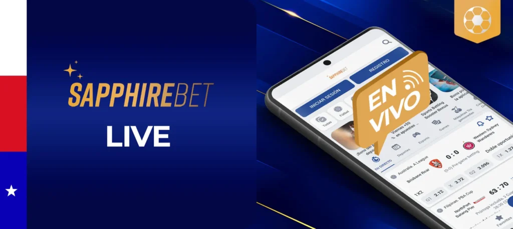 Eventos deportivos en directo en la aplicación móvil SapphireBet