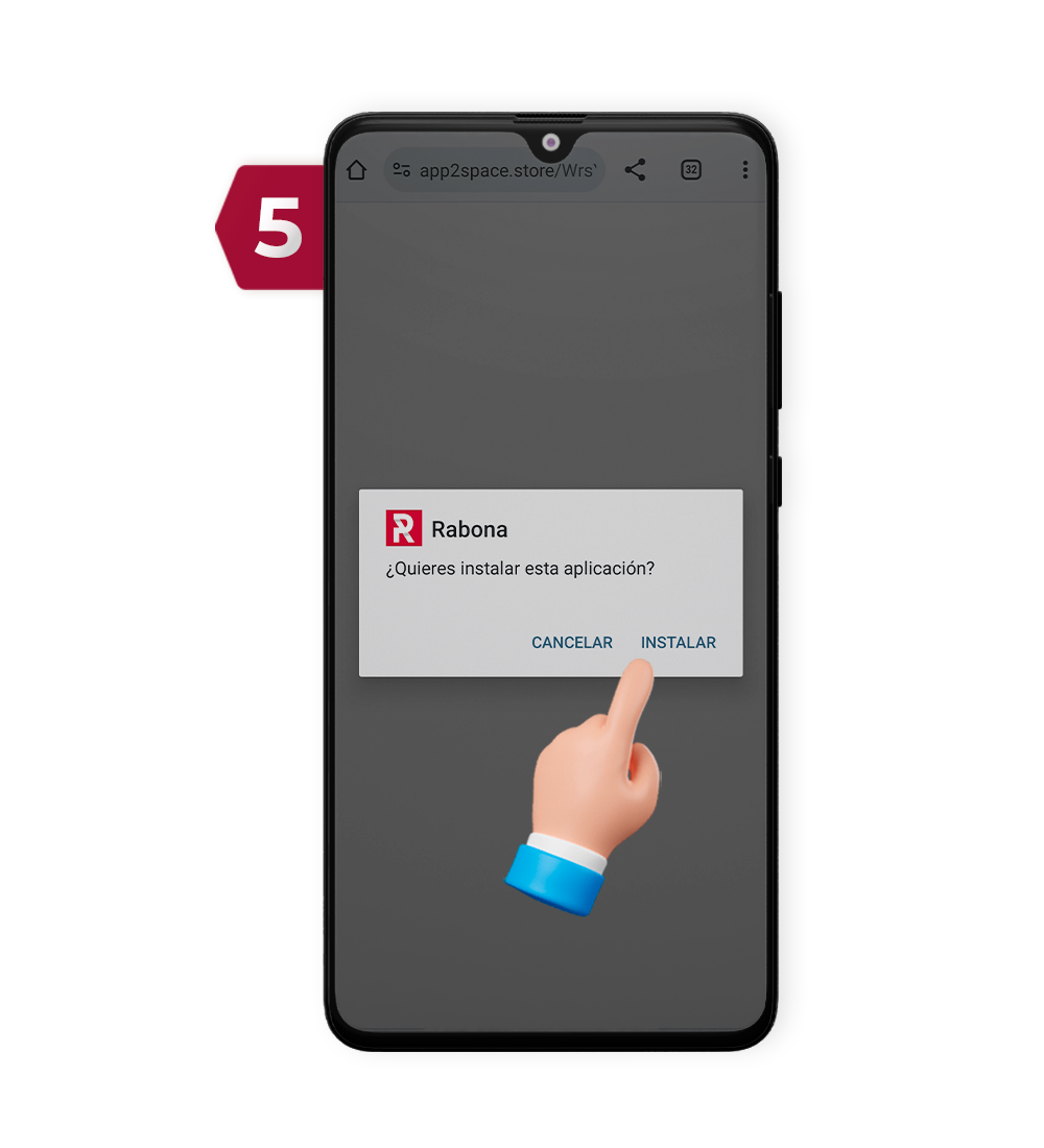 Instala la aplicación. Paso 5