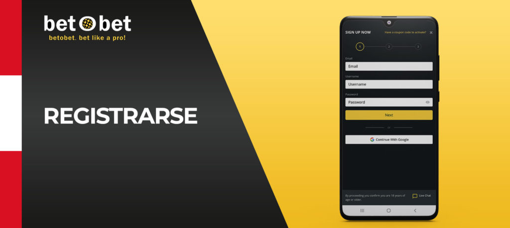 Cómo registrarse en la aplicación móvil de Betobet en Android