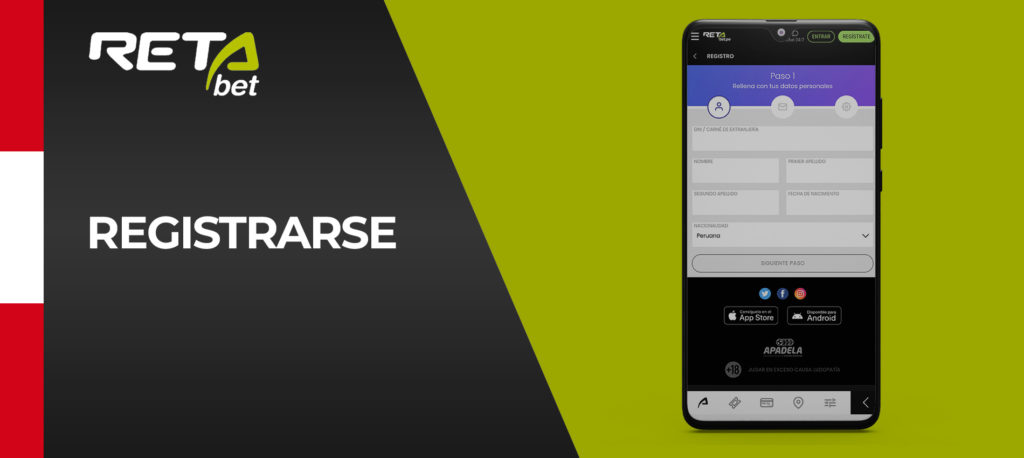 Cómo registrarse en la aplicación móvil de Retabet en Android