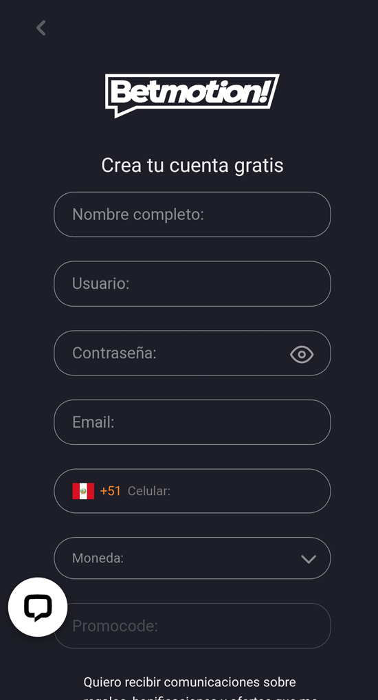 Cómo registrarse en la aplicación móvil de Betmotion