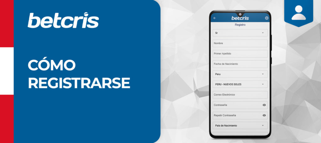 Formulario de registro en Betcris