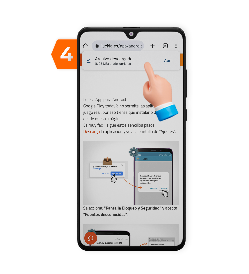 Abre el APK descargado: