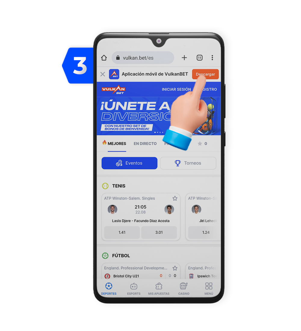 Haz clic en “descargar Vulkanbet app”:
