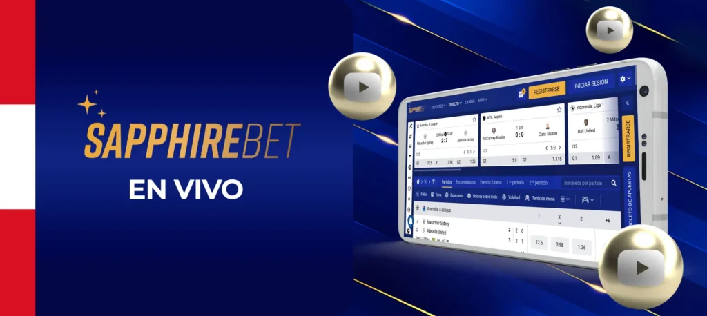 Eventos deportivos en directo en la aplicación móvil SapphireBet