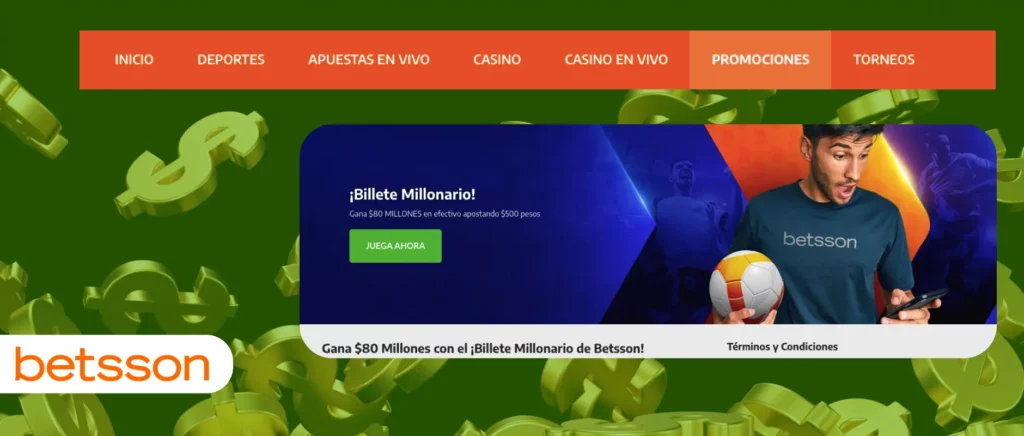 Billete Millonario de Betsson te ofrece la posibilidad de ganar dinero real en las apuestas de cualquier deporte