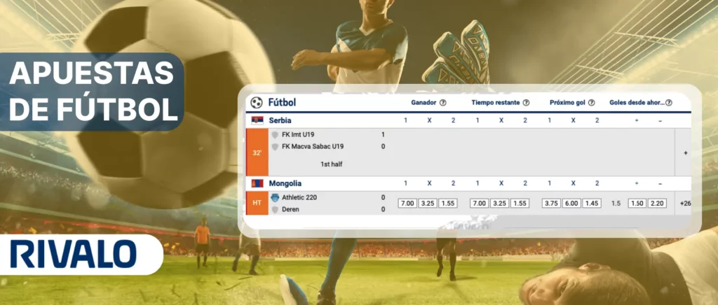 Se aceptan apuestas de fútbol en tiempo real, así como