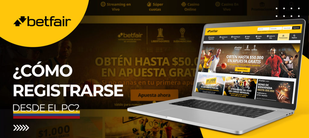 Cómo registrarse en el sitio web de la casa de apuestas Betfair utilizando un ordenador