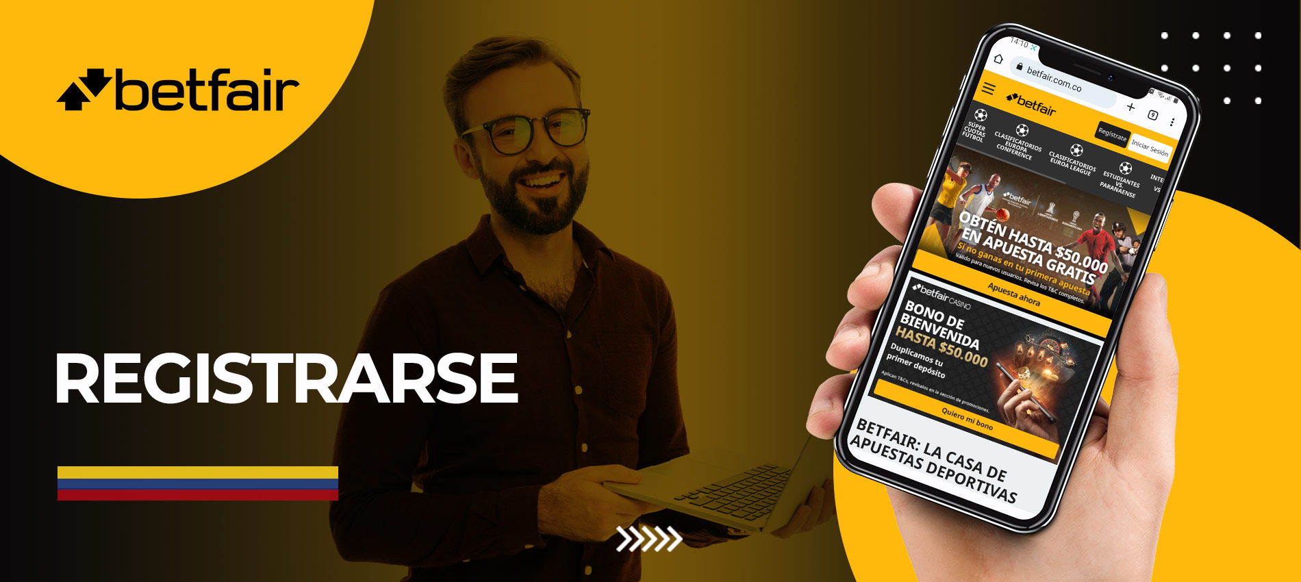 Instrucciones para registrarse en la casa de apuestas colombiana Betfair