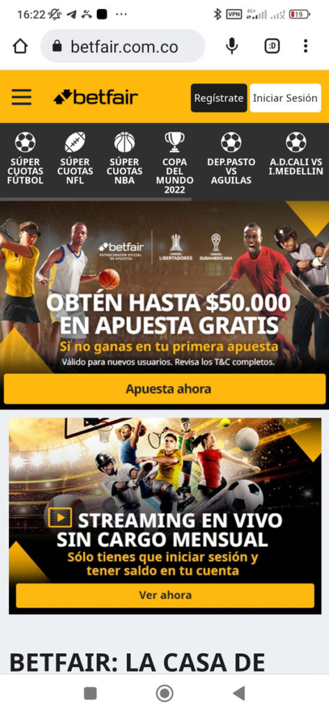 Registro fácil para Betfair