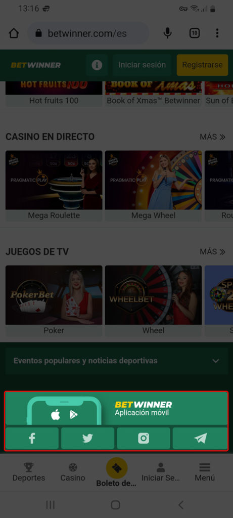 Accede a la web oficial de Betwinner desde tu móvil, Paso 1 