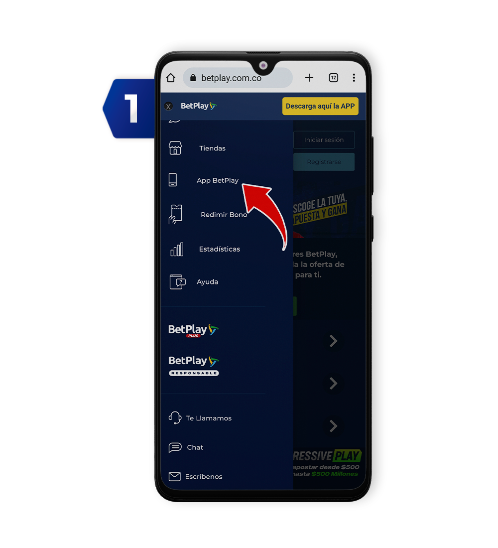 Accede a la web de Betplay. Paso 1