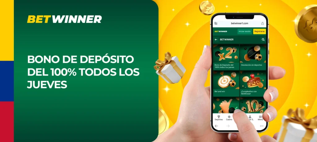 ¿Qué términos y condiciones ofrece el bono de depósito del 100% todos los jueves de la casa de apuestas Betwinner?