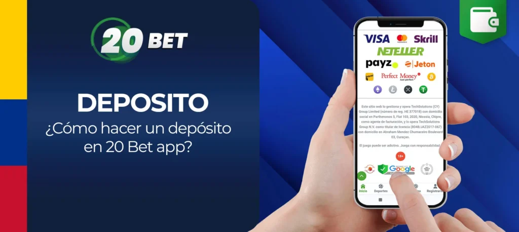 Sistema de pago a través de la aplicación móvil de 20bet