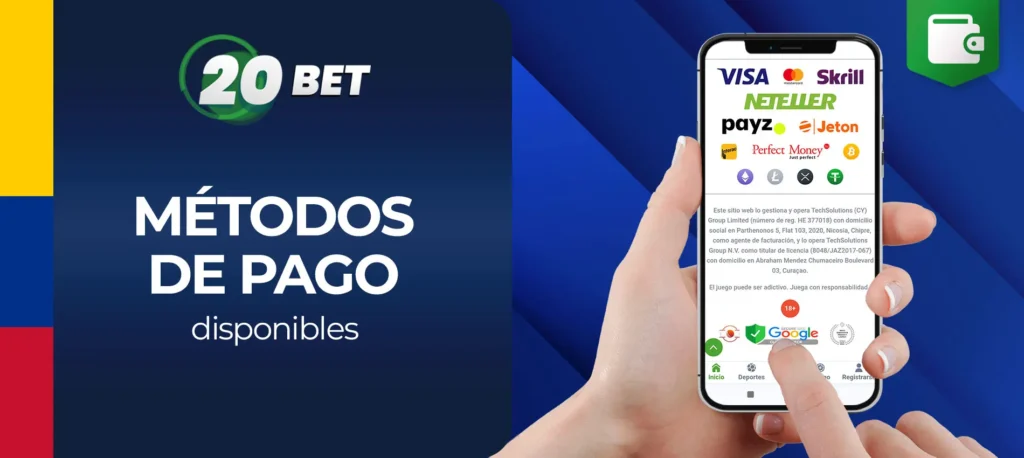 Todos los métodos de depósito y retirada en 20bet