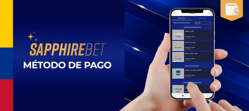 Todos los métodos de depósito y retirada en SapphireBet Colombia