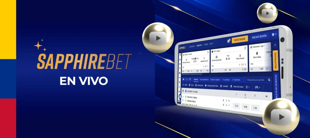 Eventos deportivos en directo en la aplicación móvil SapphireBet en Colombia