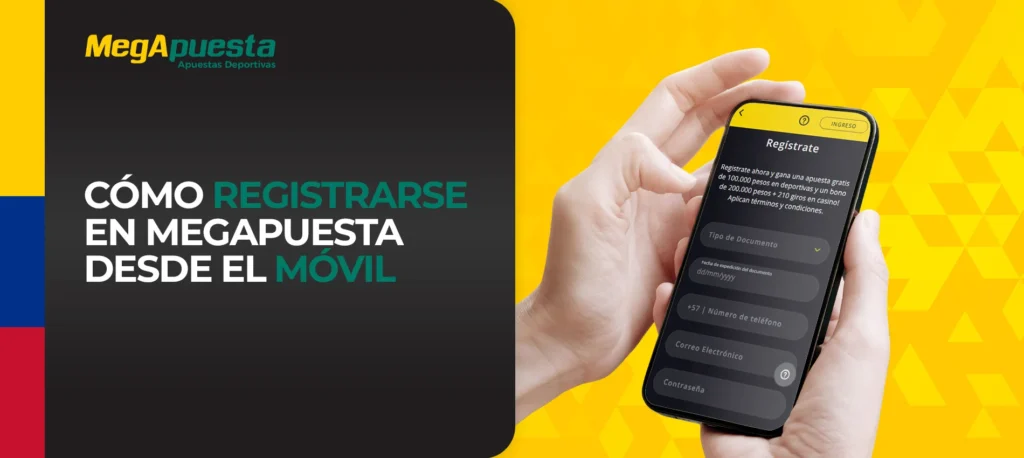 Proceso de registro a través de la aplicación móvil Megapuesta